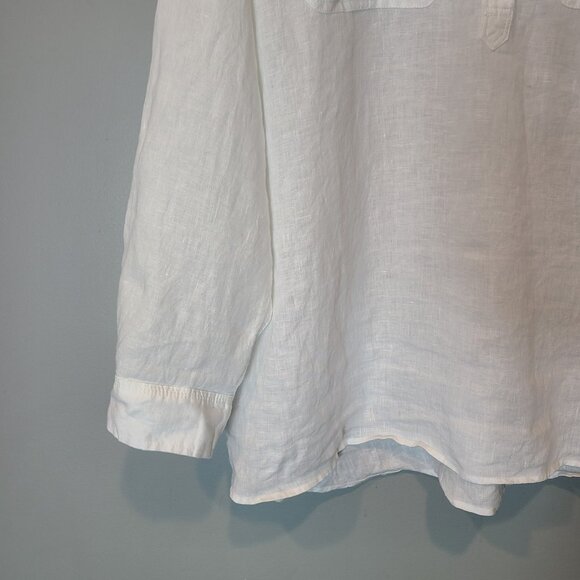 Talbots Womens Linen Blouse Top Plus 2X White Coastal Minimalist Flowy Resort - Picture 3 of 8